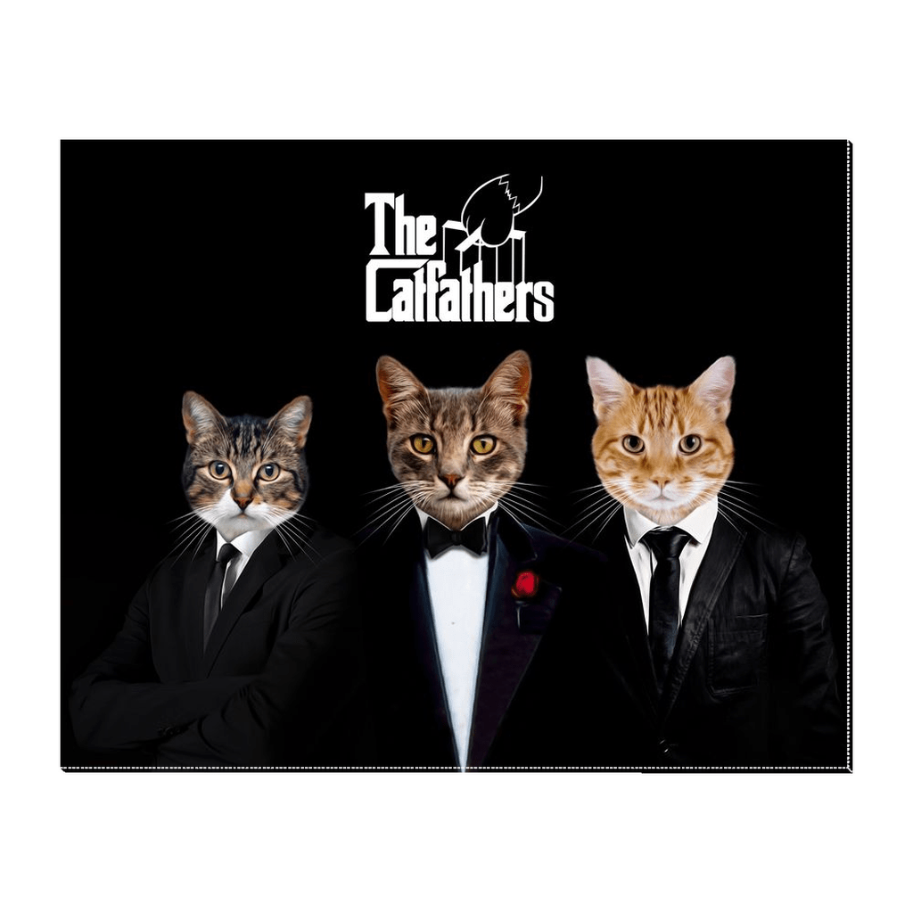 Lienzo personalizado con 3 mascotas de pie &#39;The Catfathers&#39;
