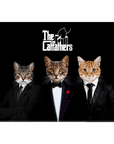 Lienzo personalizado con 3 mascotas de pie 'The Catfathers'