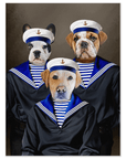 Póster personalizado de 3 mascotas 'Los Marineros'
