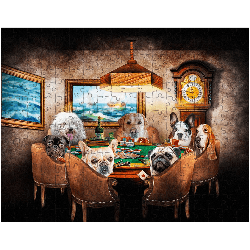 &#39;The Poker Players&#39; Personalized 7 Pet Puzzle