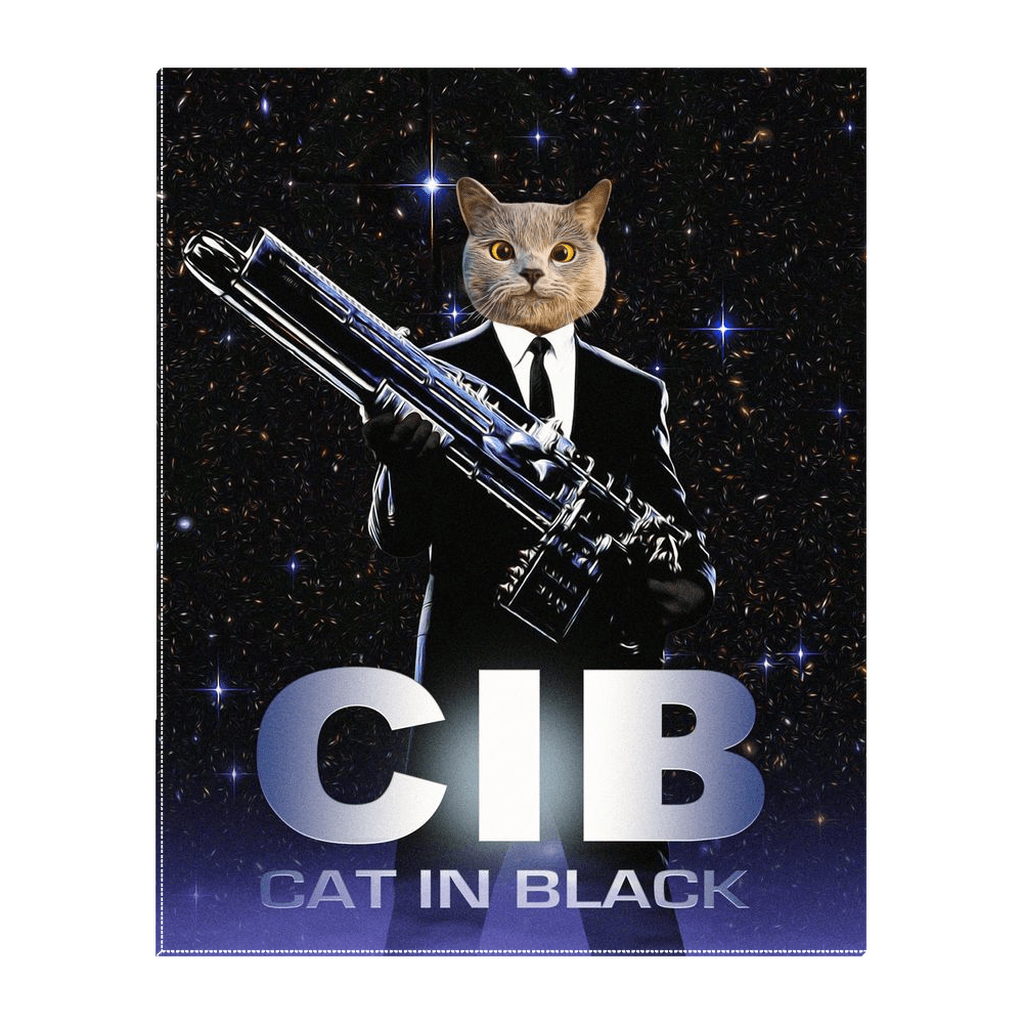 Lienzo personalizado para mascotas &#39;Gato en negro&#39;