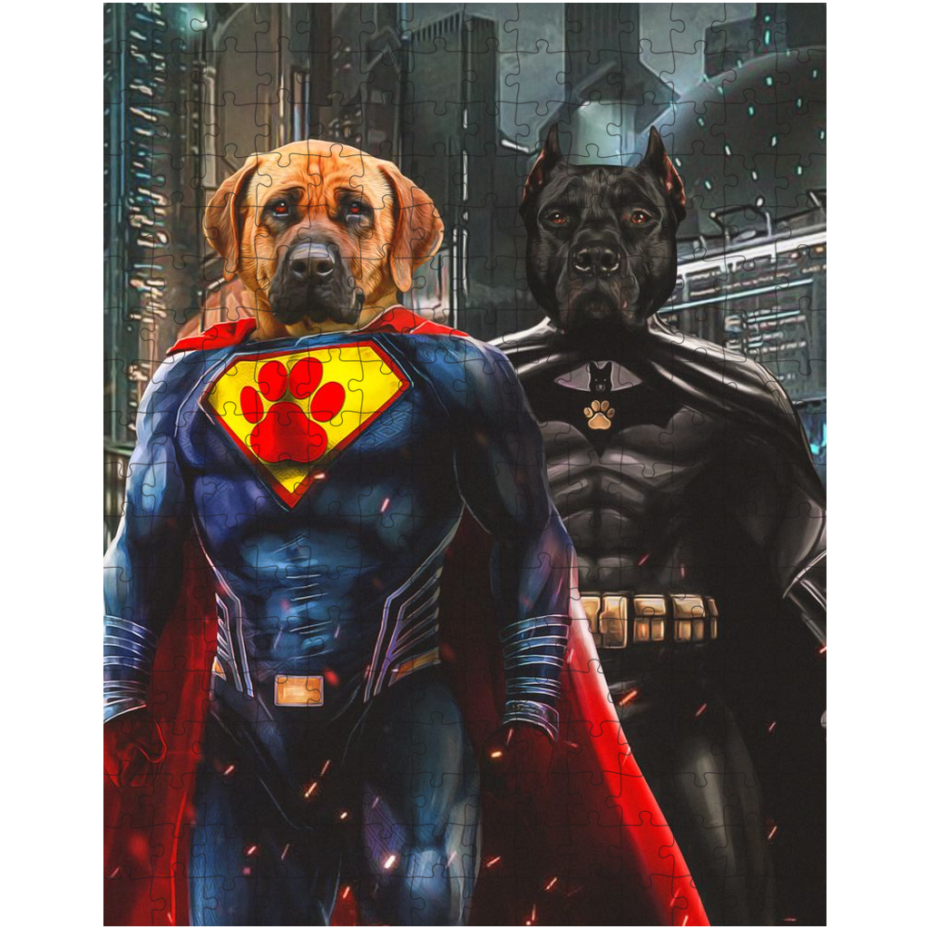 &#39;Superdog &amp; Batdog&#39; Personalized 2 Pet Puzzle