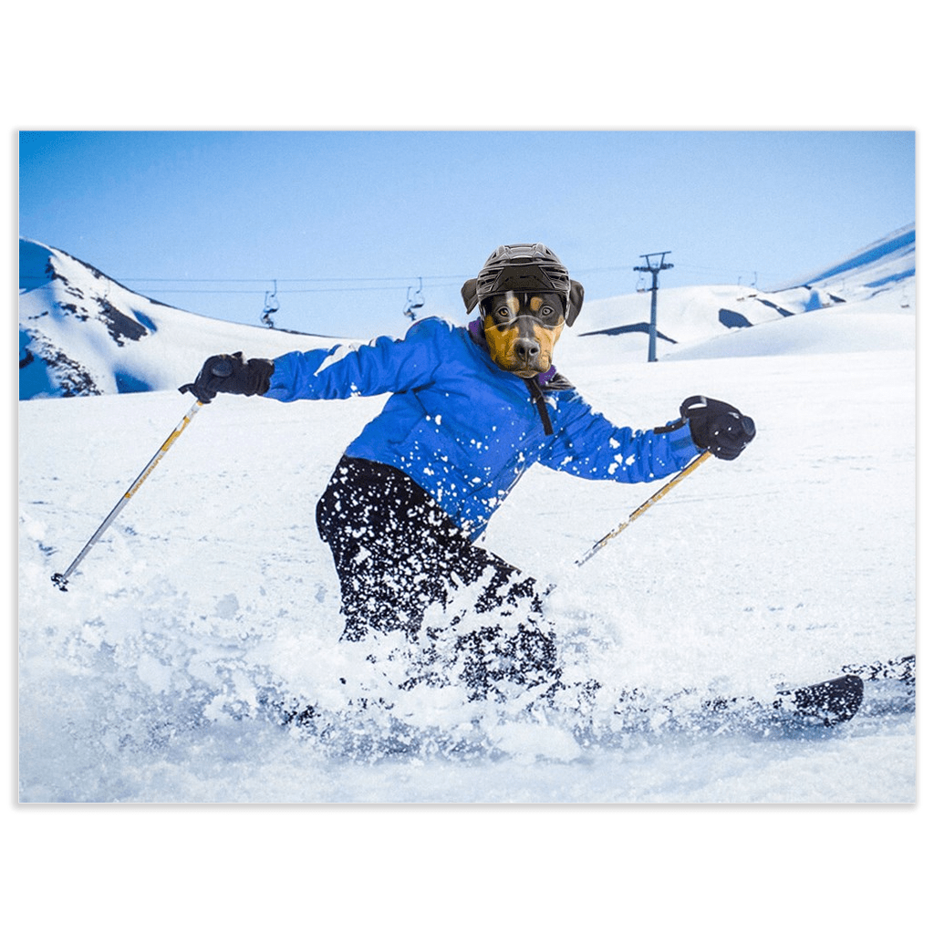 Póster Perro personalizado &#39;El esquiador&#39;