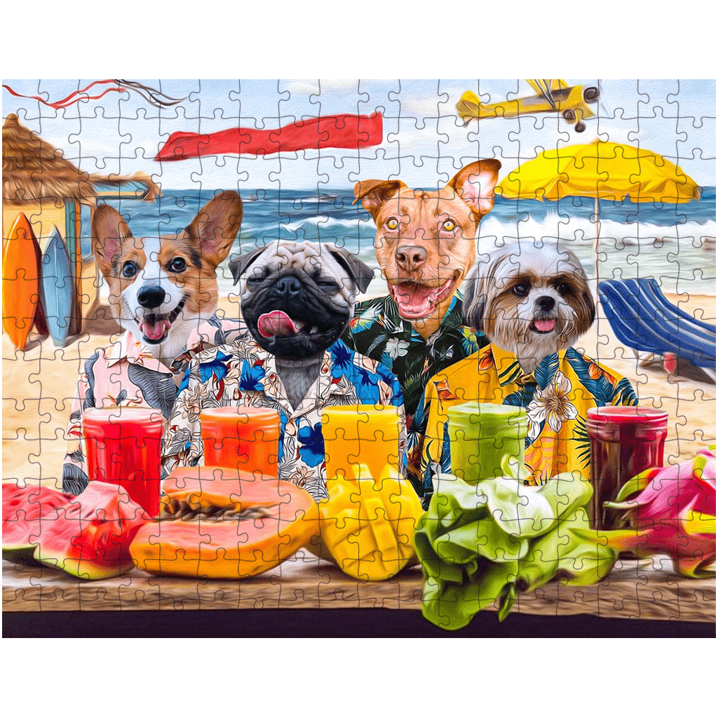 &#39;The Beach Dogs&#39; Personalized 4 Pet Puzzle