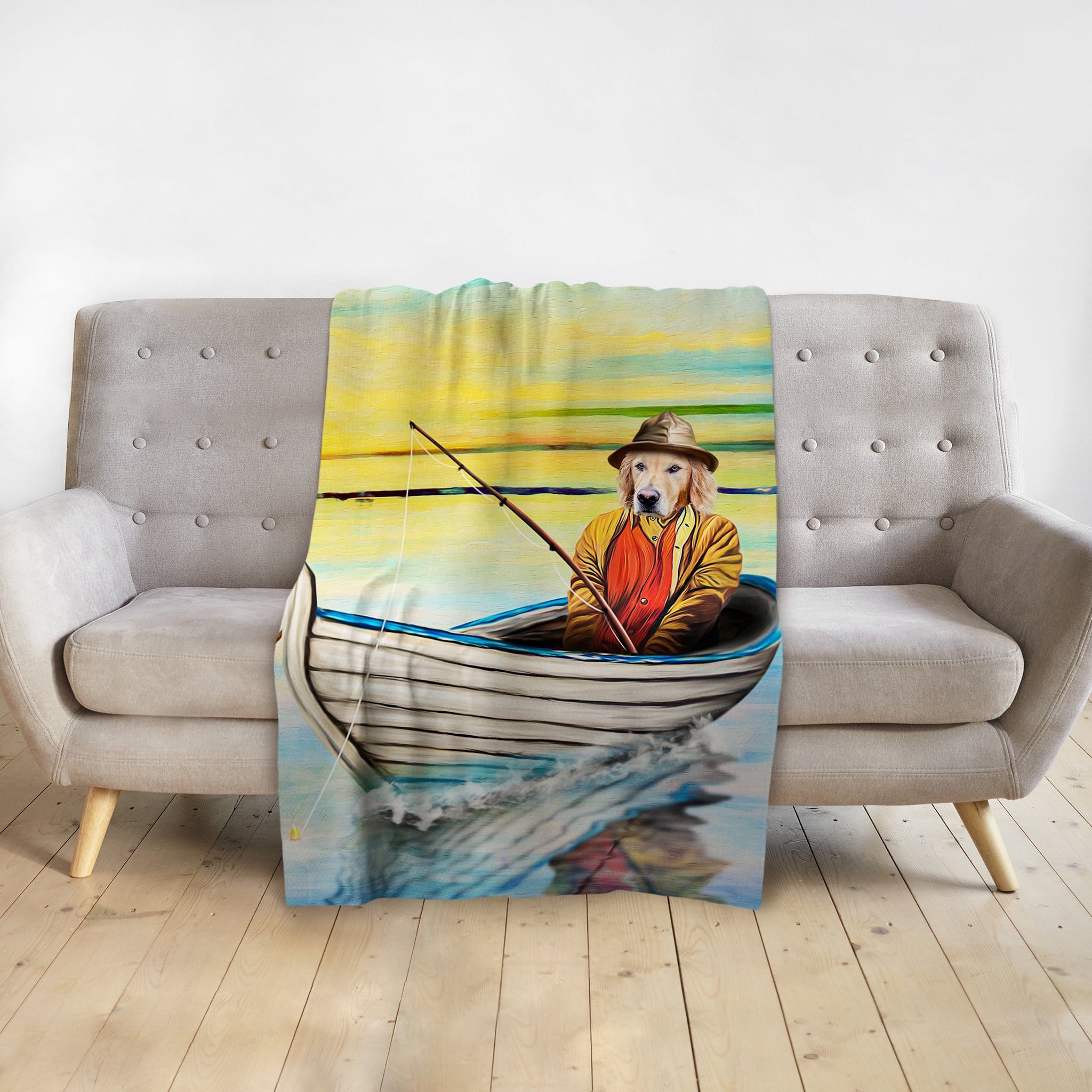 &#39;The Fisherman&#39; Personalized Pet Blanket
