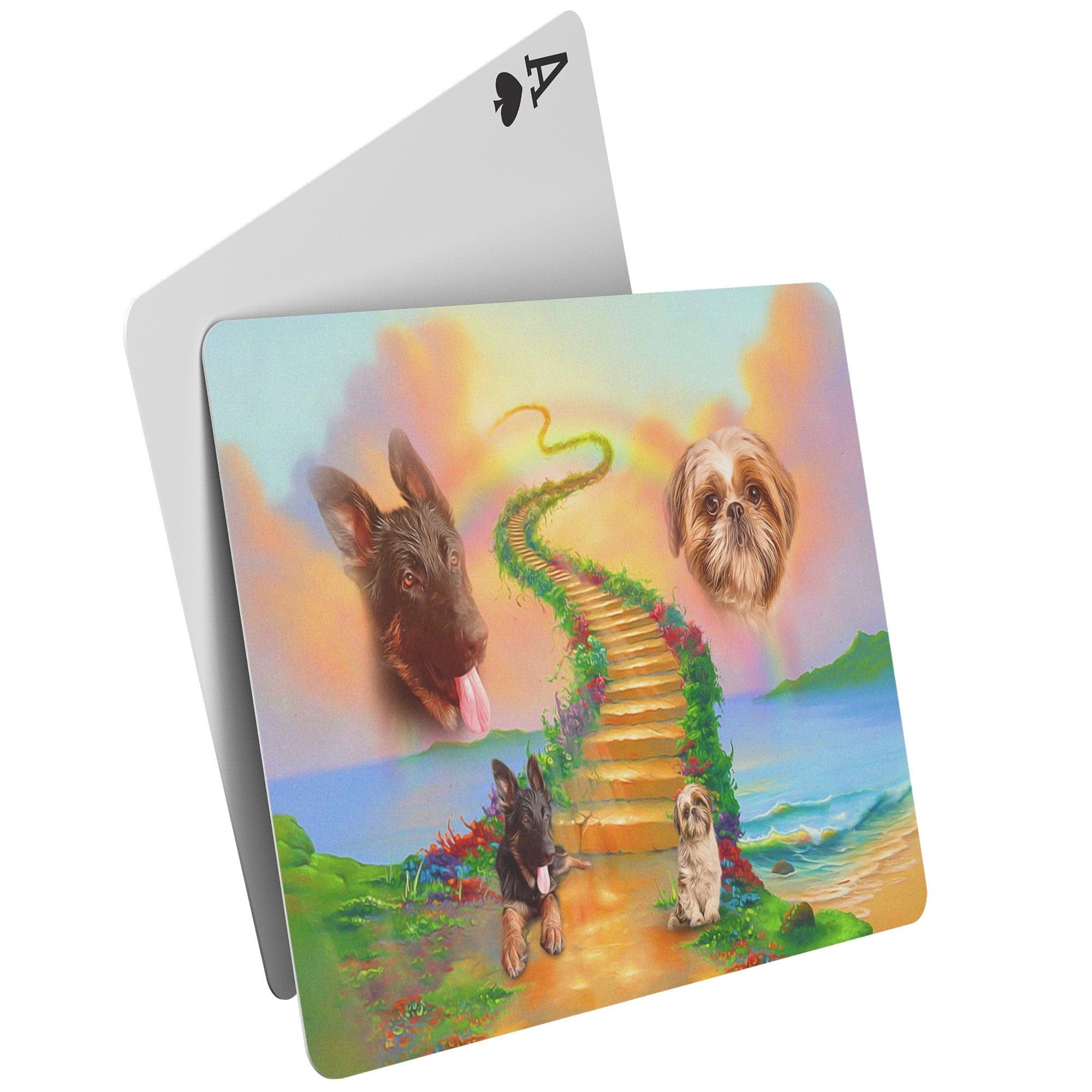 &#39;The Rainbow Bridge&#39; Personalized 2 Pet Playing Cards