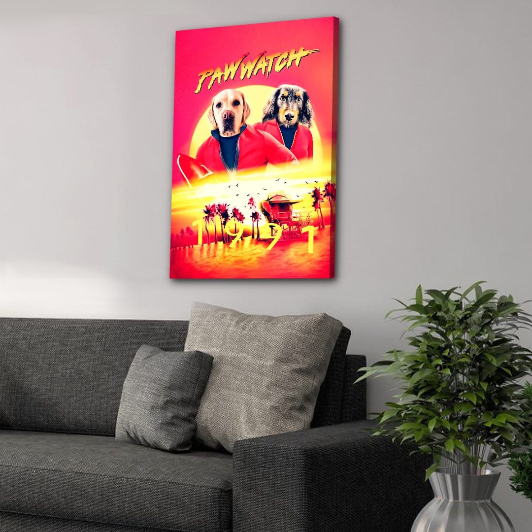 &#39;Paw Watch 1991&#39; Personalized 2 Pet Canvas