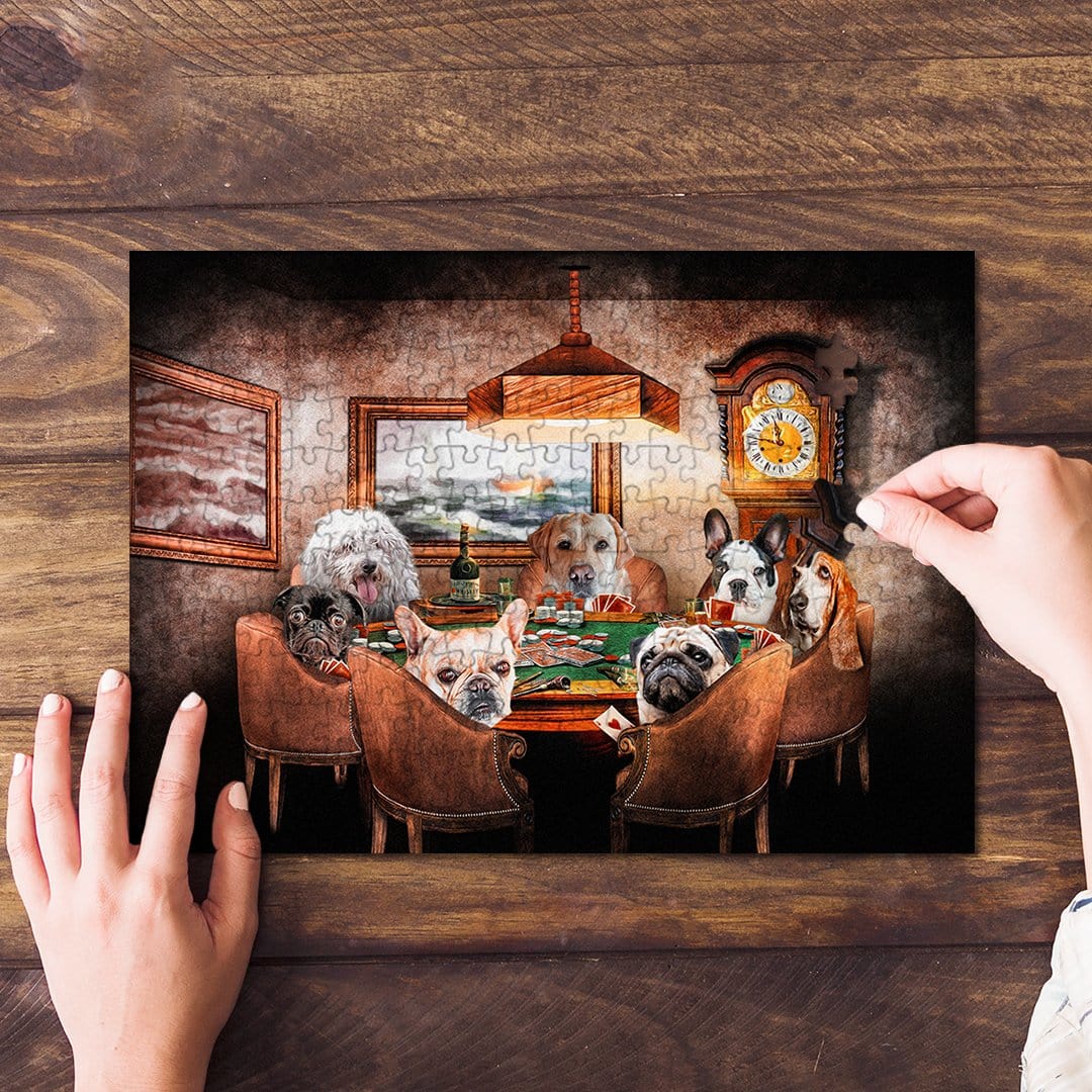&#39;The Poker Players&#39; Personalized 7 Pet Puzzle