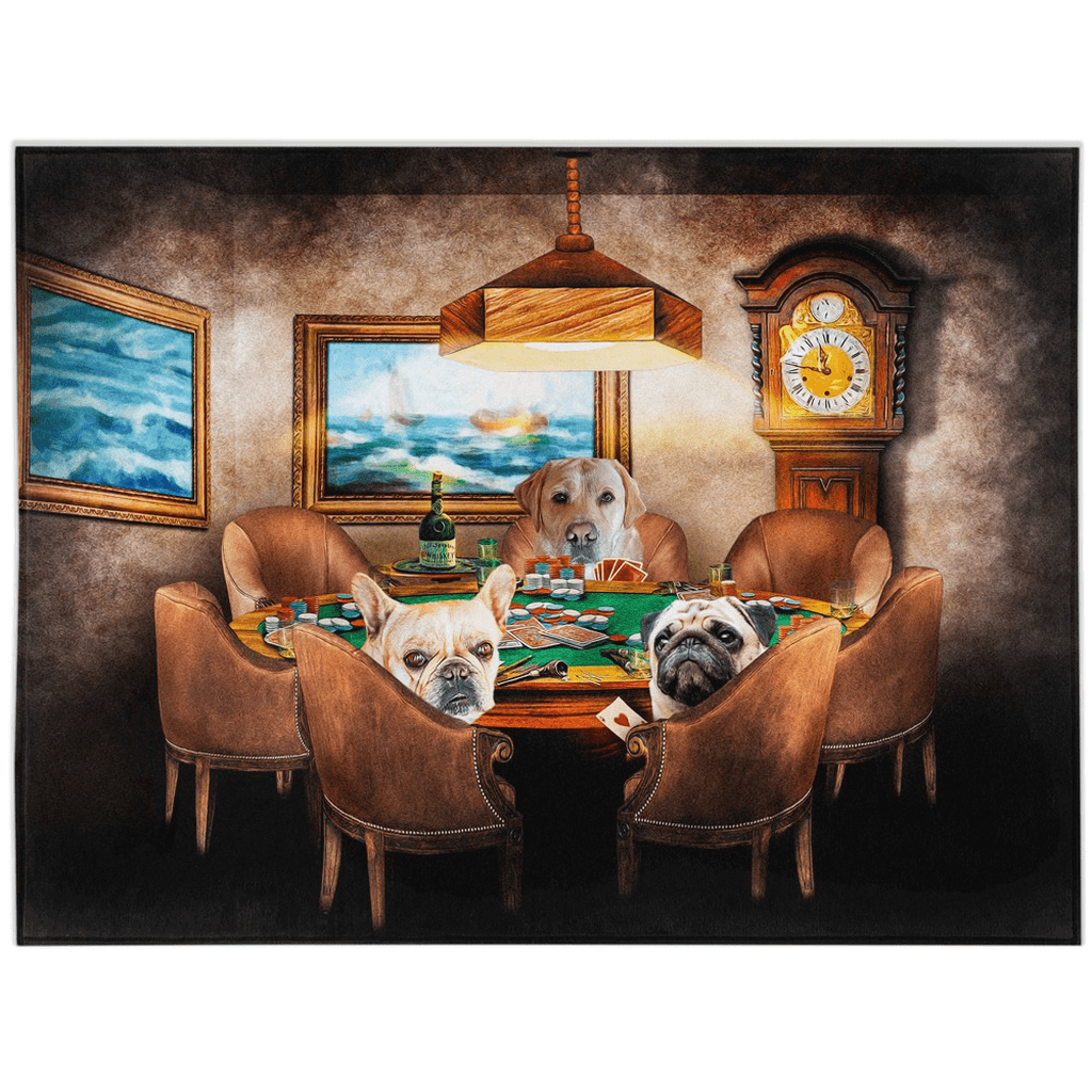 &#39;The Poker Players&#39; Personalized 3 Pet Blanket