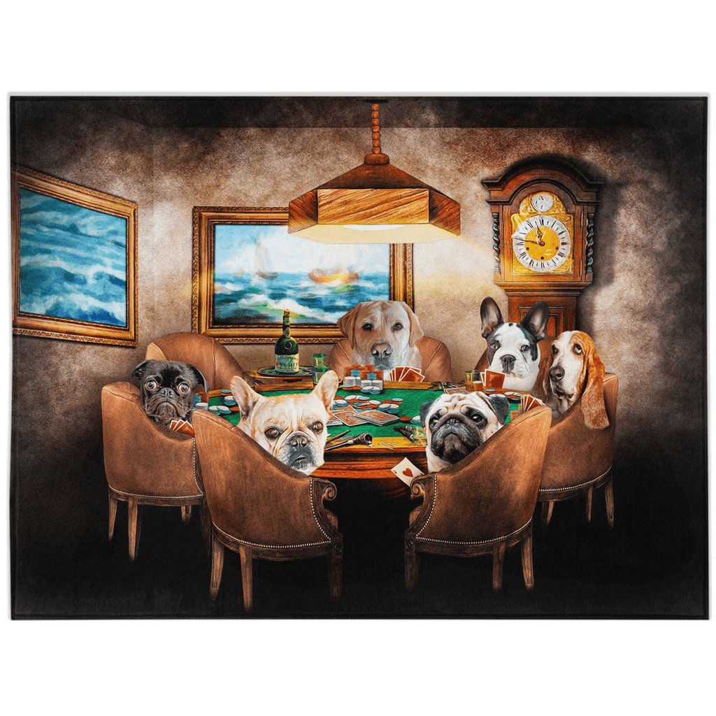 Manta personalizada para 6 mascotas &#39;The Poker Players&#39; 