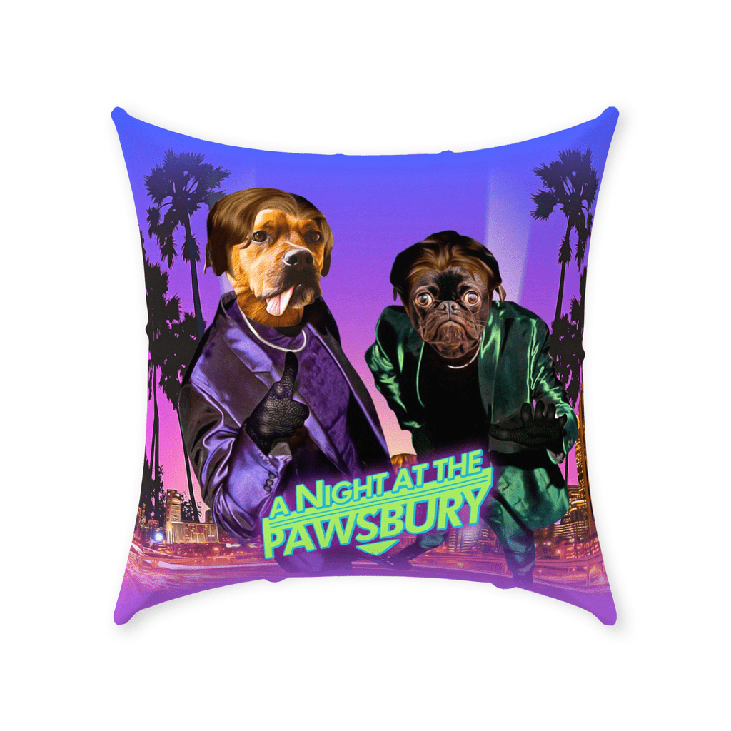 &#39;A Night at the Pawsbury&#39; Personalized 2 Pet Throw Pillow