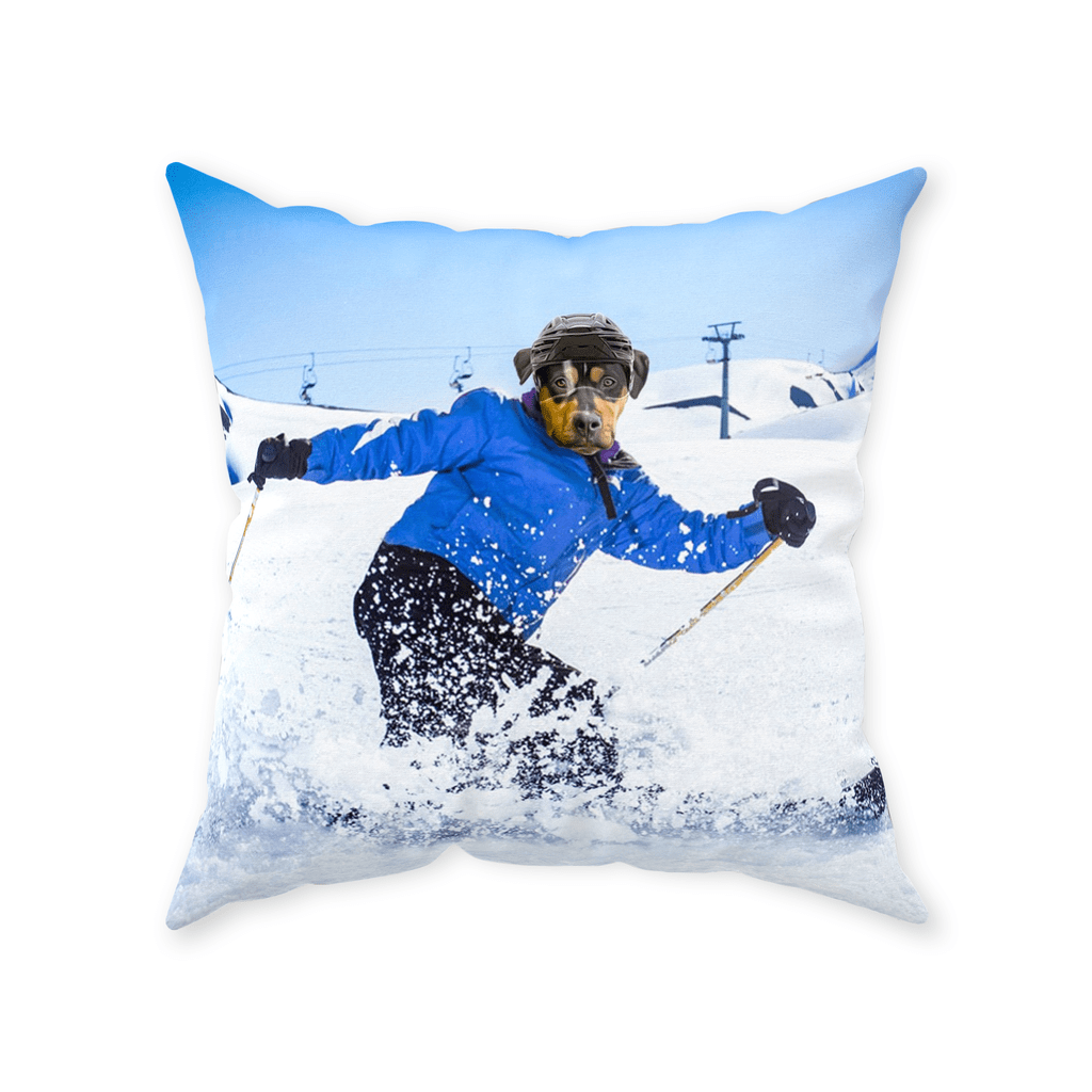 &#39;The Skier&#39; Personalized Pet Throw Pillow