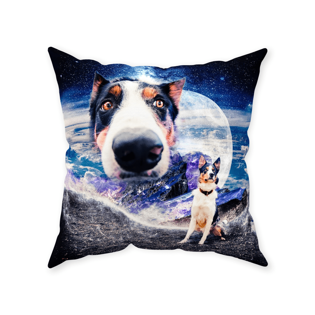 &#39;Doggo in Space&#39; Personalized 2 Pet Throw Pillow