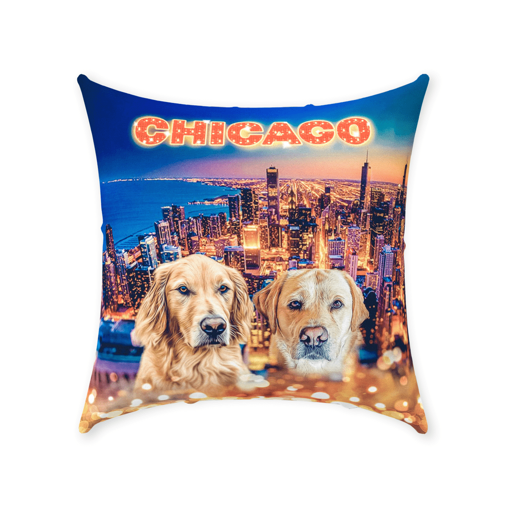 &#39;Doggos of Chicago&#39; Personalized 2 Pet Throw Pillow