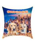 Cojín personalizado para 2 mascotas 'Doggos of Chicago'