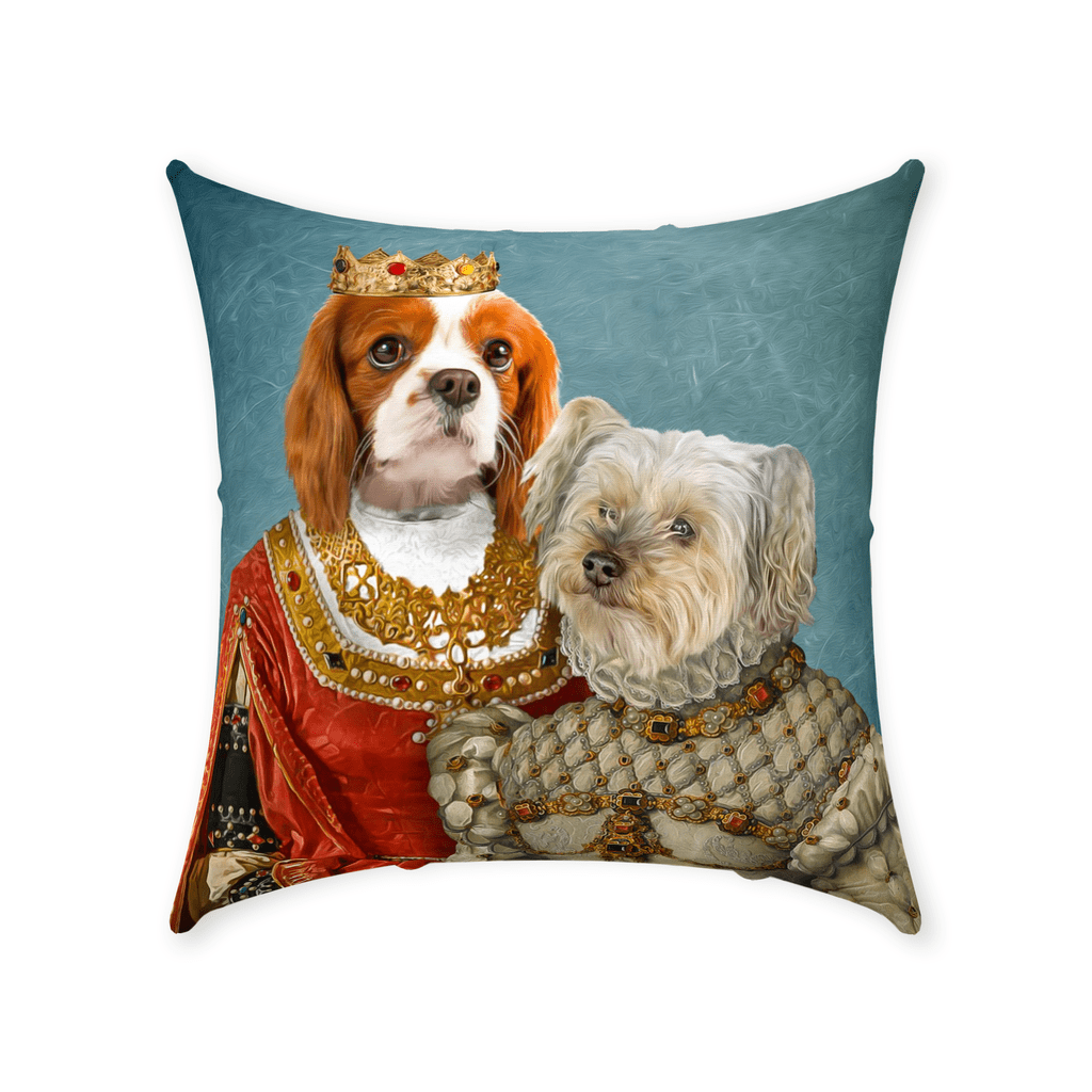 &#39;Queen and Princess&#39; Personalized 2 Pet Throw Pillow