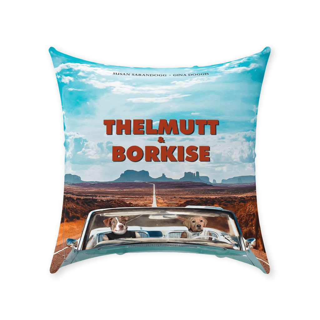 &#39;Thelmutt and Borkise&#39; Personalized 2 Pet Throw Pillow