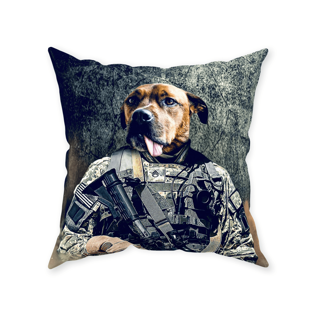 &#39;The Army Veteran&#39; Personalized Pet Throw Pillow