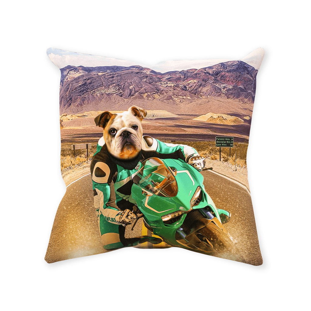 &#39;Kawadawgi Rider&#39; Personalized Pet Throw Pillow