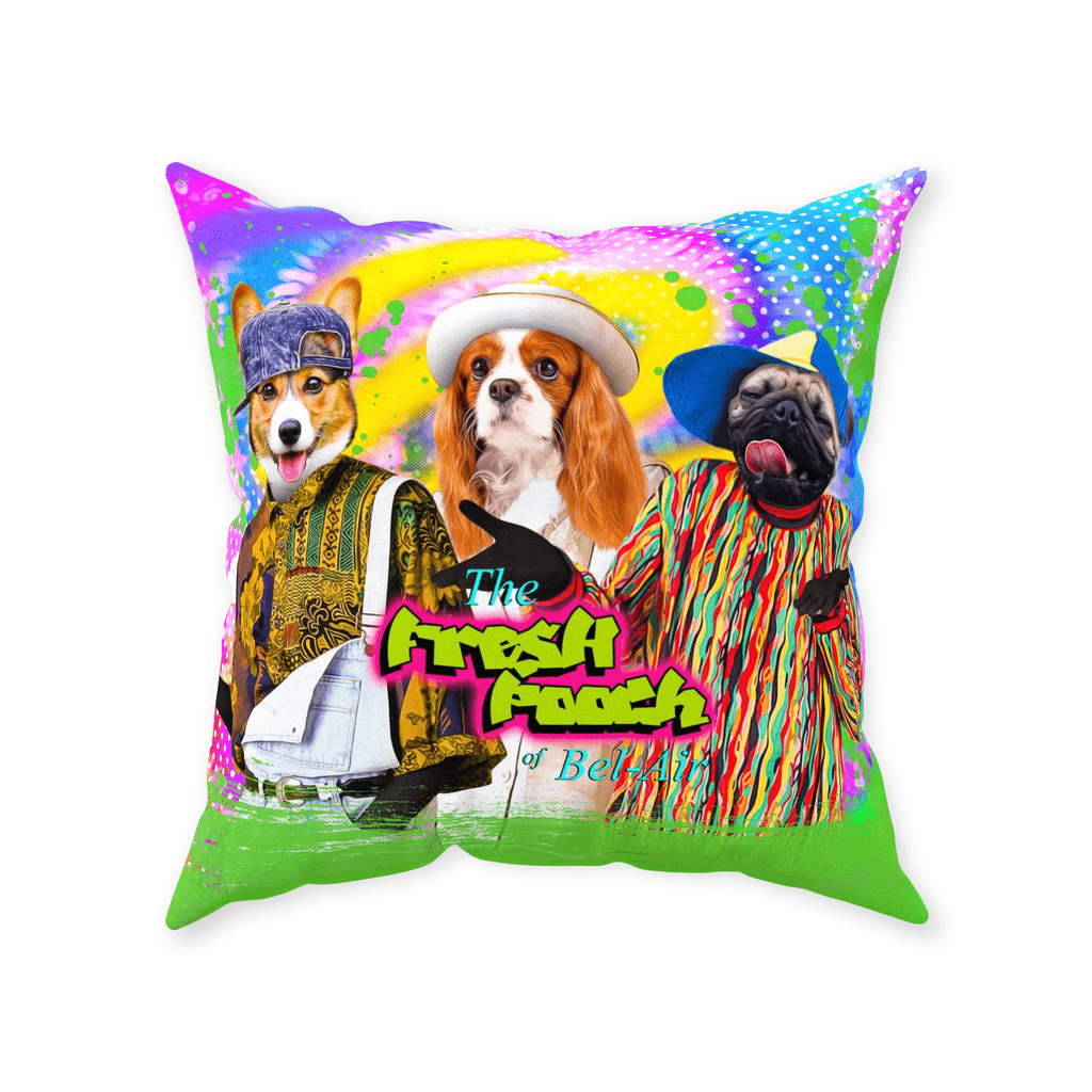 &#39;The Fresh Pooch&#39; Personalized 3 Pet Throw Pillow