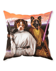 Cojín personalizado para 2 mascotas 'Princesa Leidown y Jedi-Doggo'
