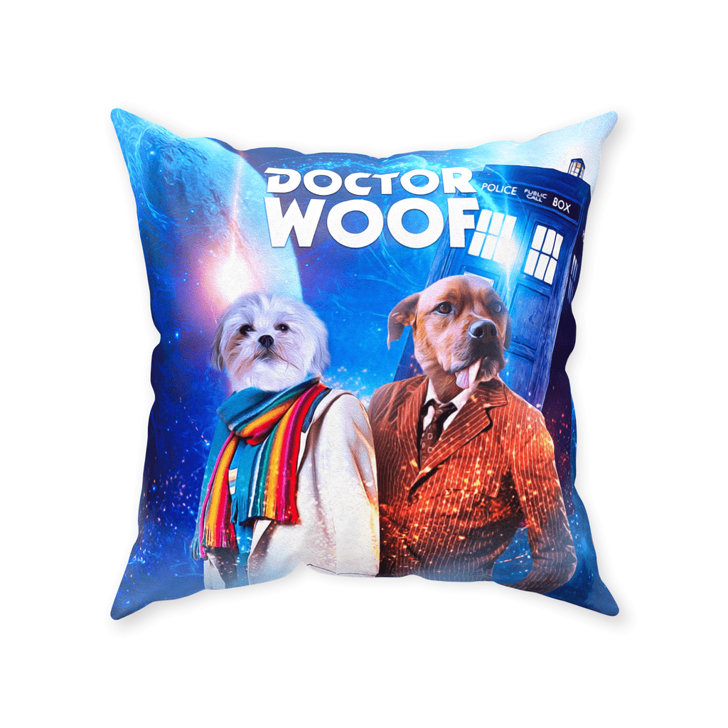 &#39;Dr. Woof&#39; Personalized 2 Pet Throw Pillow