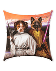 'Princess Leidown & Jedi-Doggo' Personalized 2 Pet Throw Pillow