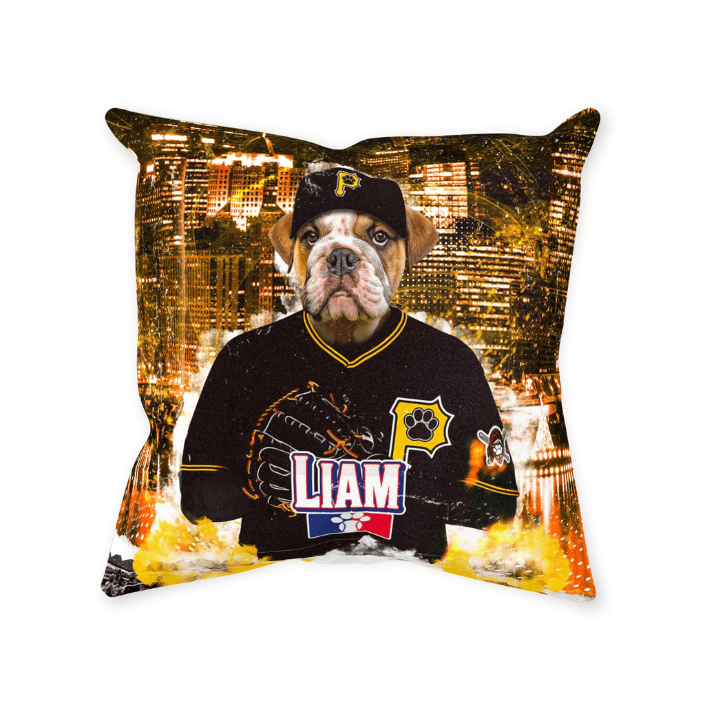 &#39;Pittsburgh Pawrates&#39; Personalized Pet Throw Pillow