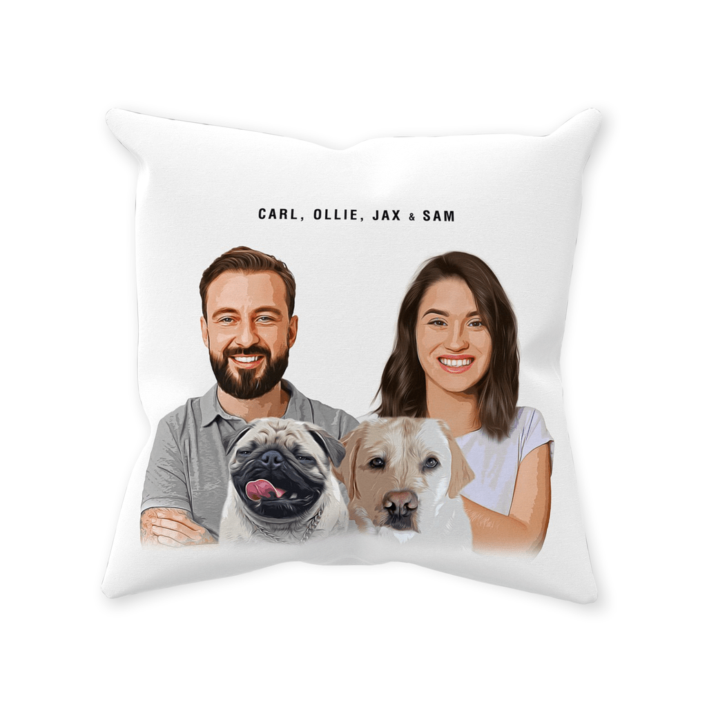 Personalized Modern 2 Pet &amp; Humans Throw Pillow