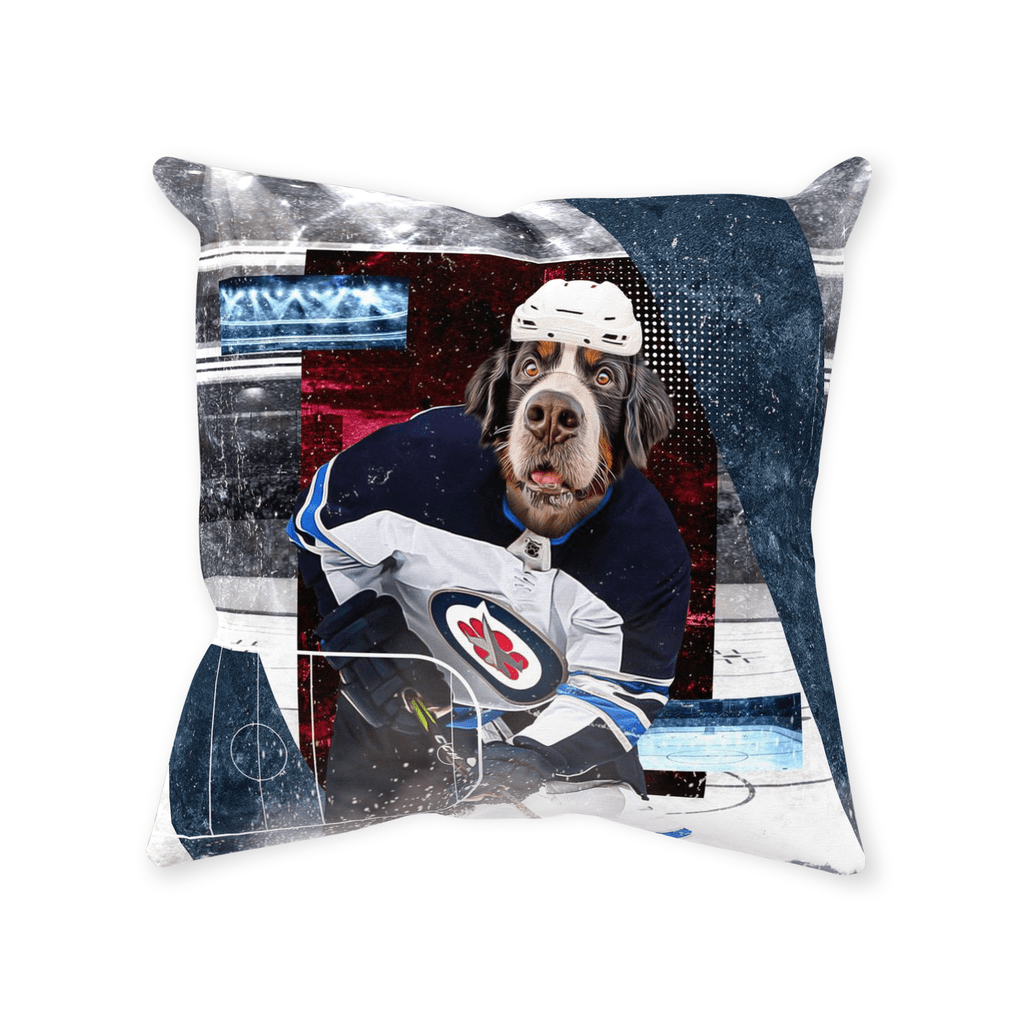 &#39;Winnepeg Doggos Hockey&#39; Personalized Pet Throw Pillow