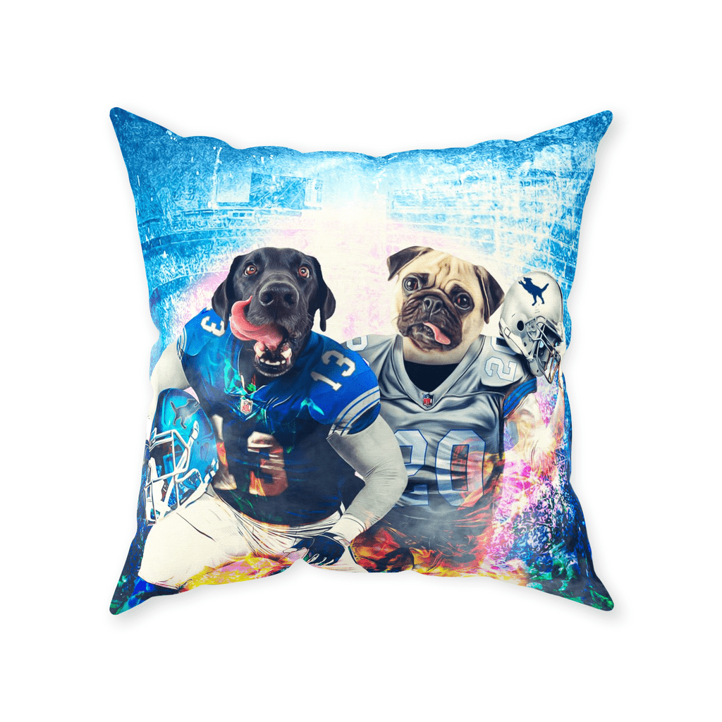 &#39;Detroit Doggos&#39; Personalized 2 Pet Throw Pillow