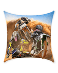 'The Motocross Riders' Personalized 3 Pet Throw Pillow