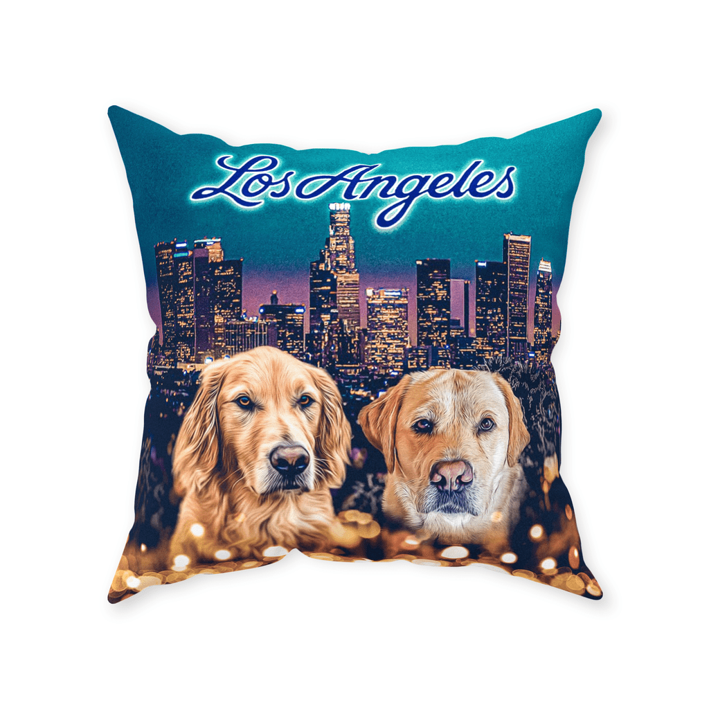 &#39;Doggos of Los Angeles&#39; Personalized 2 Pet Throw Pillow