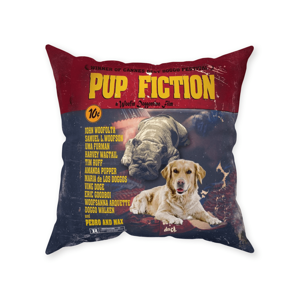 &#39;Pup Fiction&#39; Personalized 2 Pet Throw Pillow