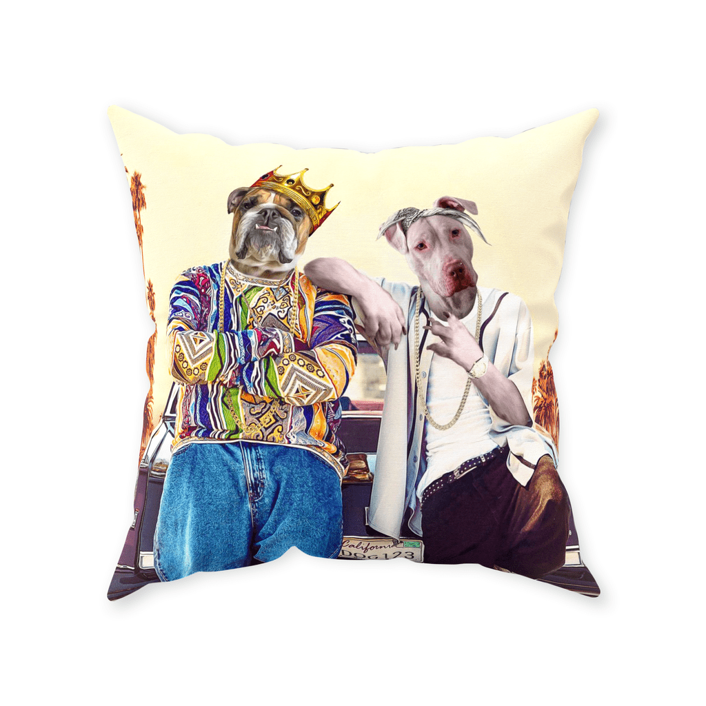 &#39;2Paw and Notorious D.O.G. California Edition&#39; Personalized 2 Pet Throw Pillow