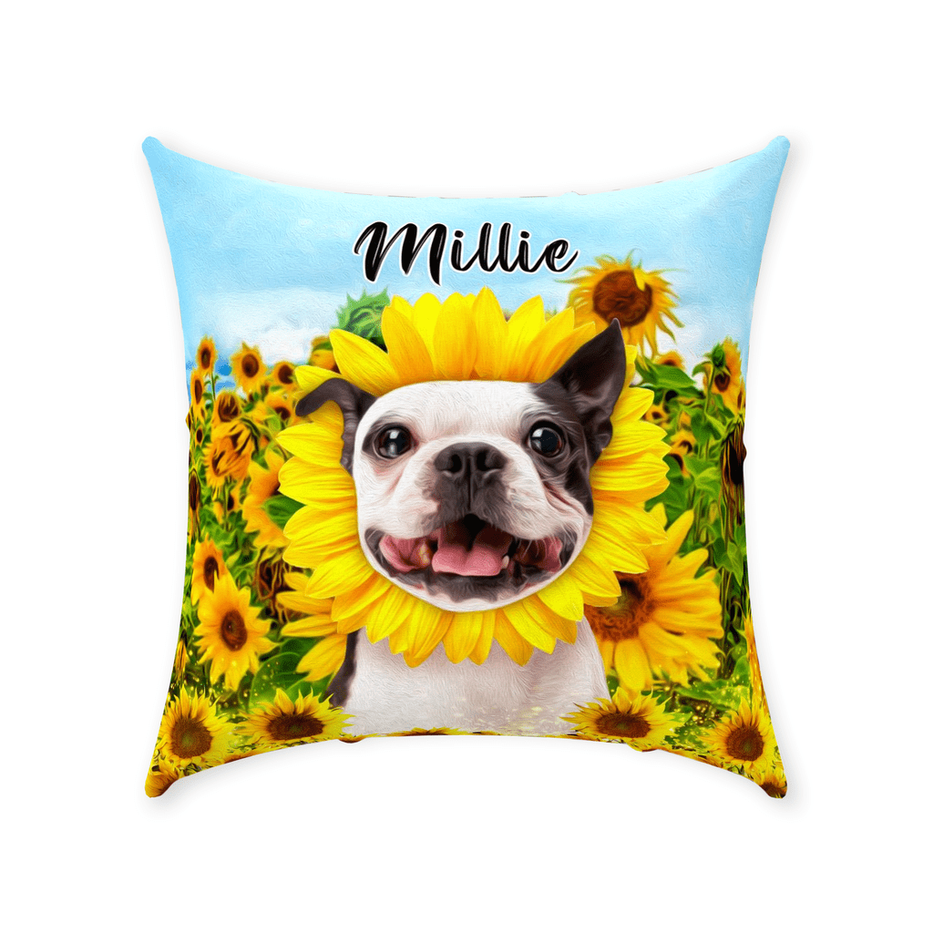 &#39;The Sunflower&#39; Personalized Pet Throw Pillow