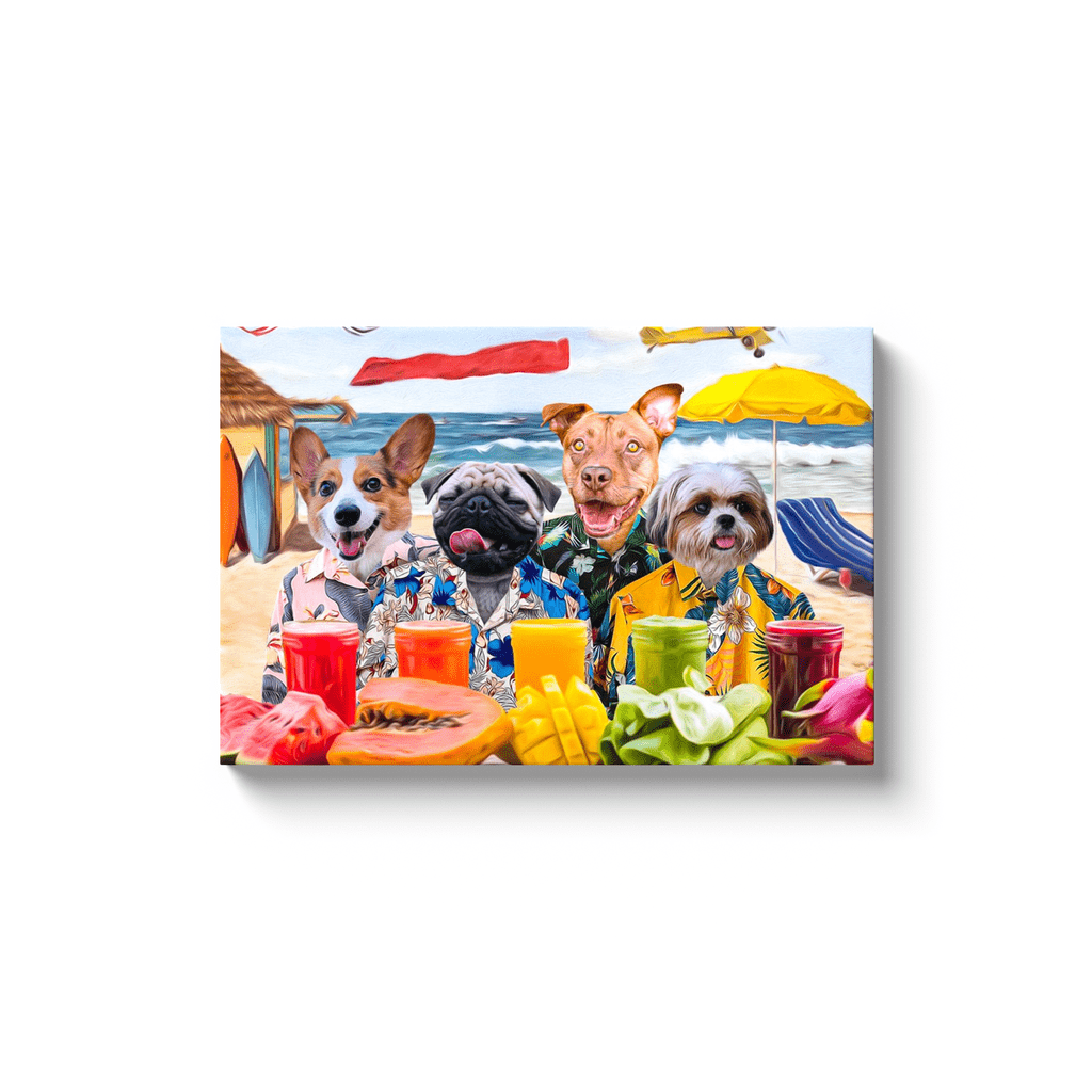 'The Beach Dogs' Personalized 4 Pet Canvas