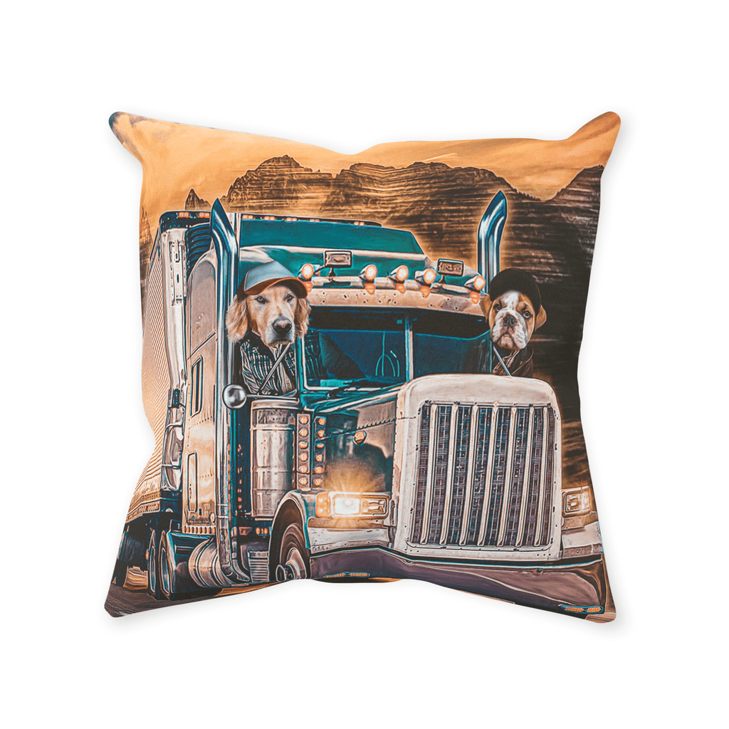 &#39;The Truckers&#39; Personalized 2 Pet Throw Pillow
