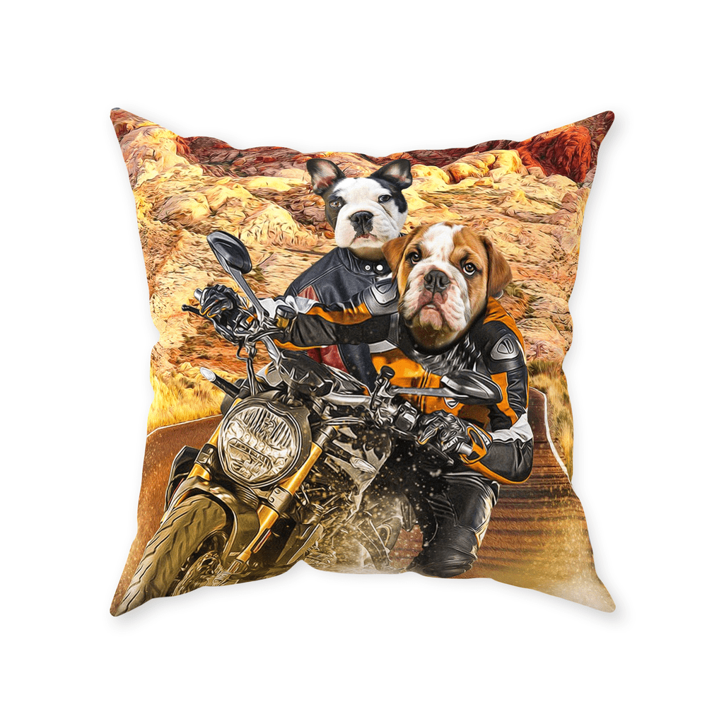 &#39;Dogati Riders&#39; Personalized 2 Pet Throw Pillow