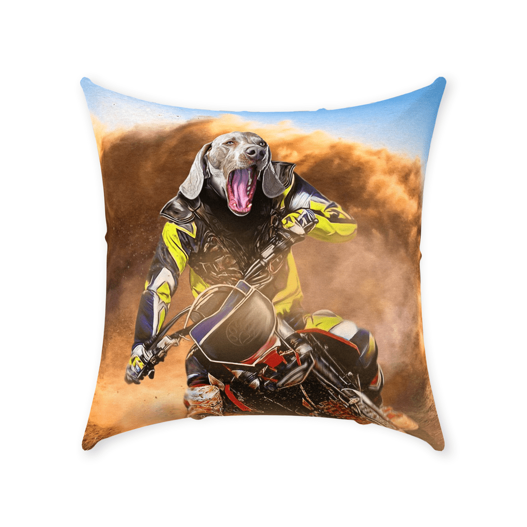&#39;The Motocross Rider&#39; Personalized Pet Throw Pillow