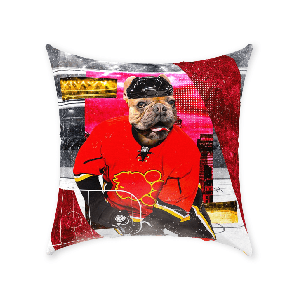 &#39;Calgary Doggos Hockey&#39; Personalized Pet Throw Pillow