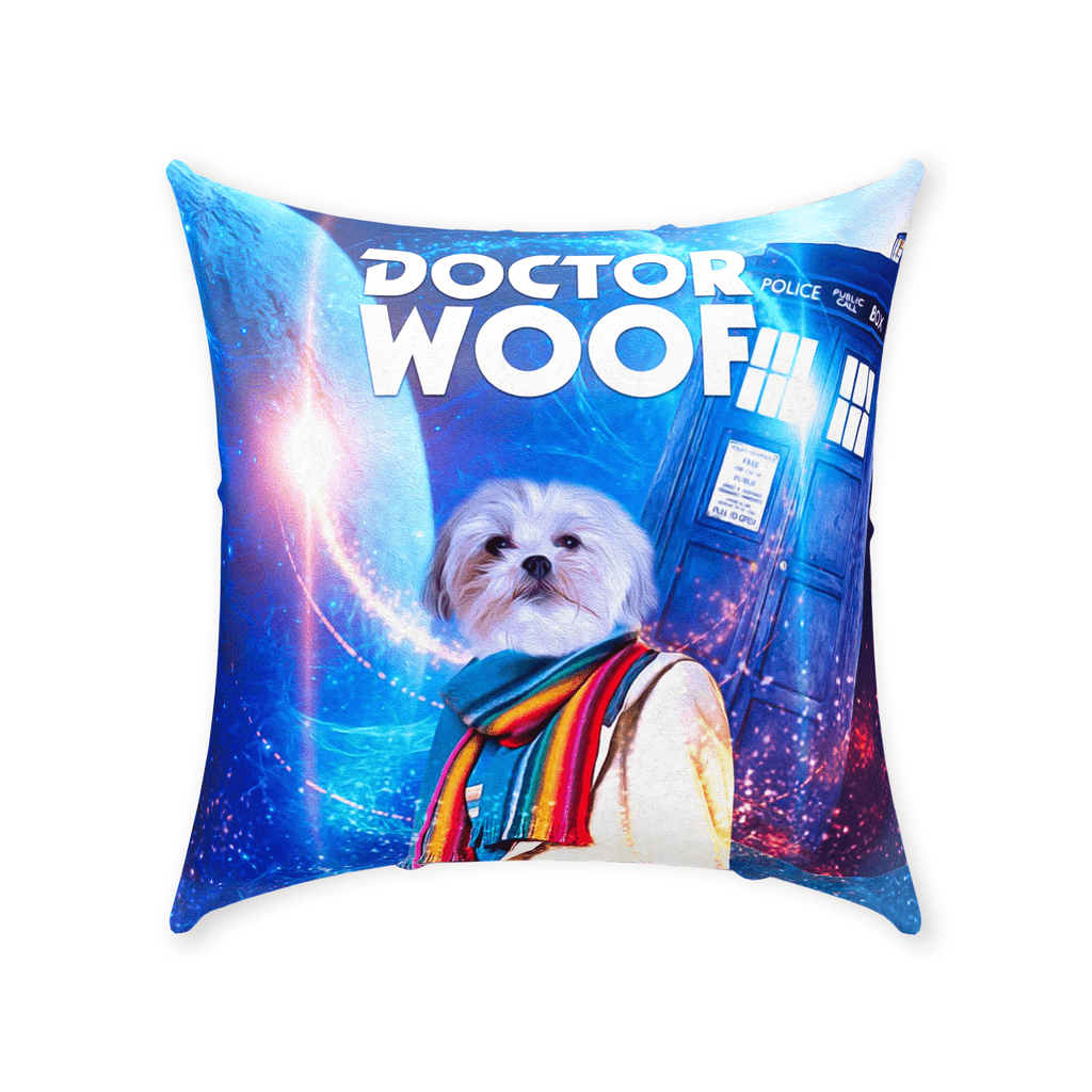 &#39;Dr. Woof (Female)&#39; Personalized Pet Throw Pillow