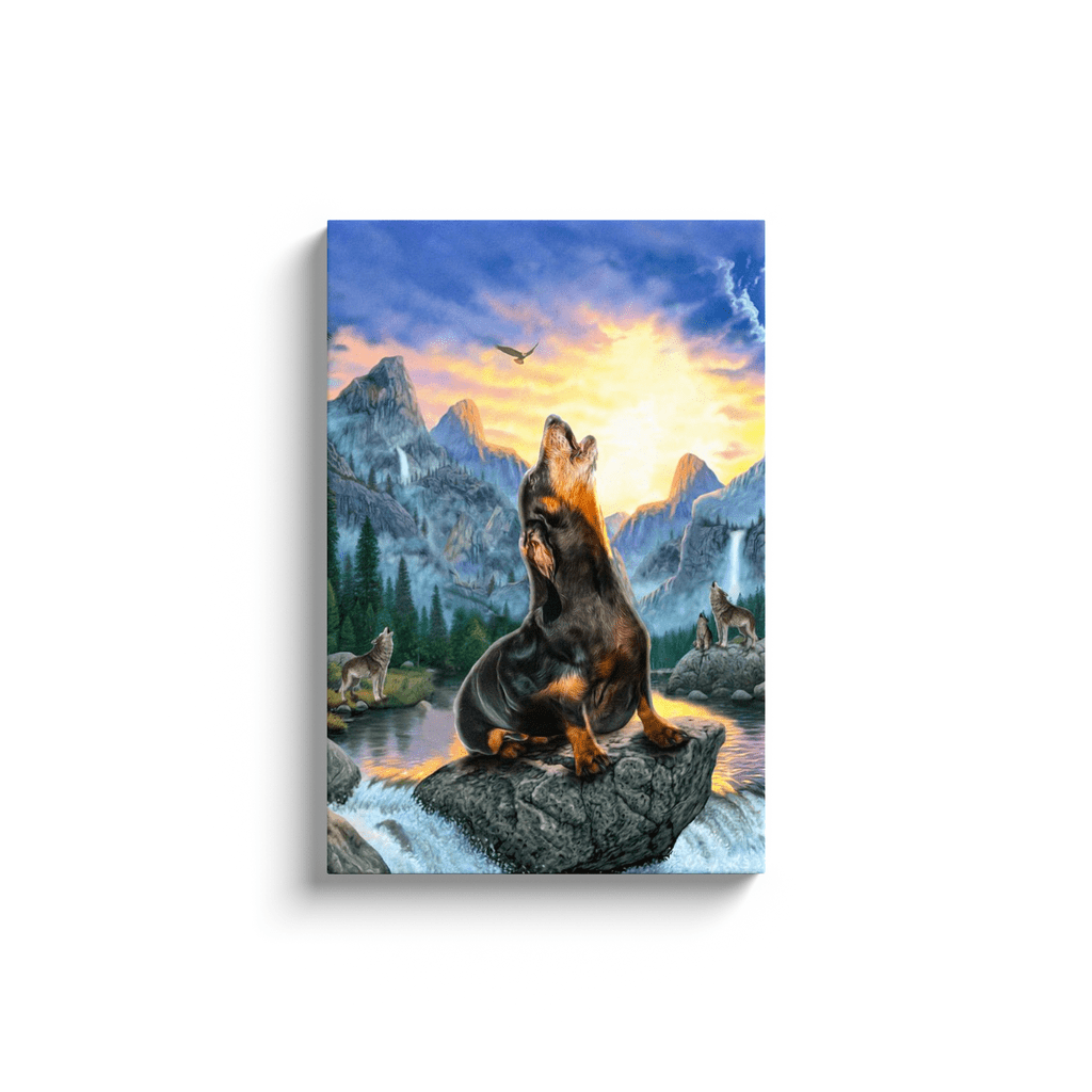 &#39;The Retro Wolf&#39; Personalized Pet Canvas