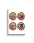 4 Pet Personalized Christmas Wreath Canvas
