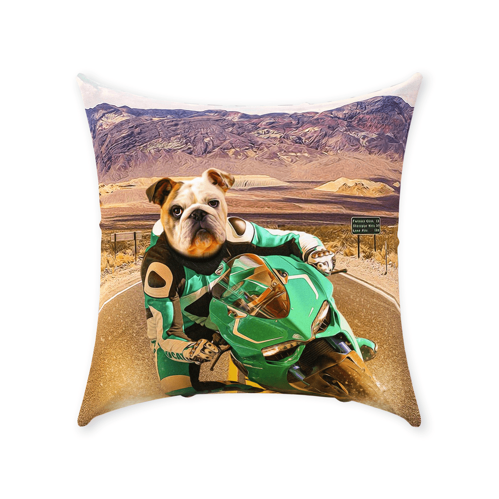 &#39;Kawadawgi Rider&#39; Personalized Pet Throw Pillow