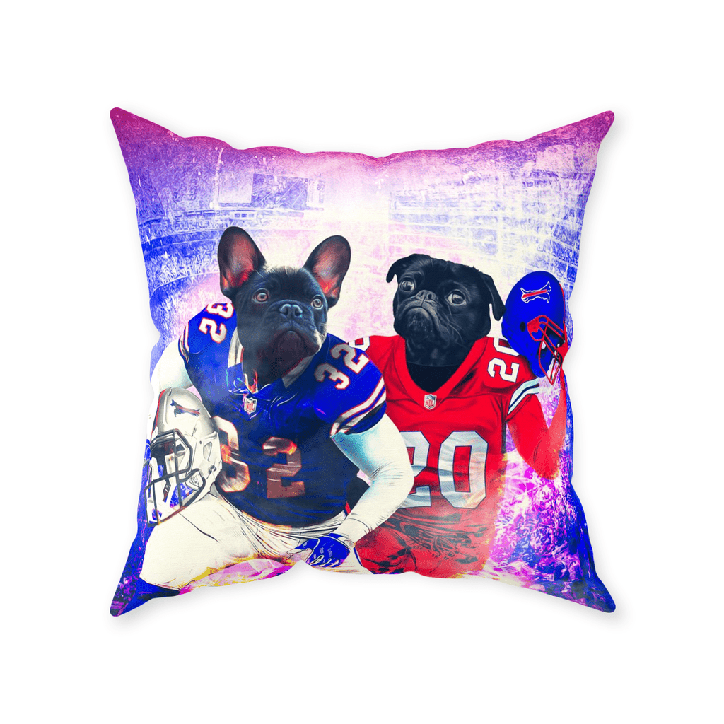 &#39;Buffalo Doggos&#39; Personalized 2 Pet Throw Pillow