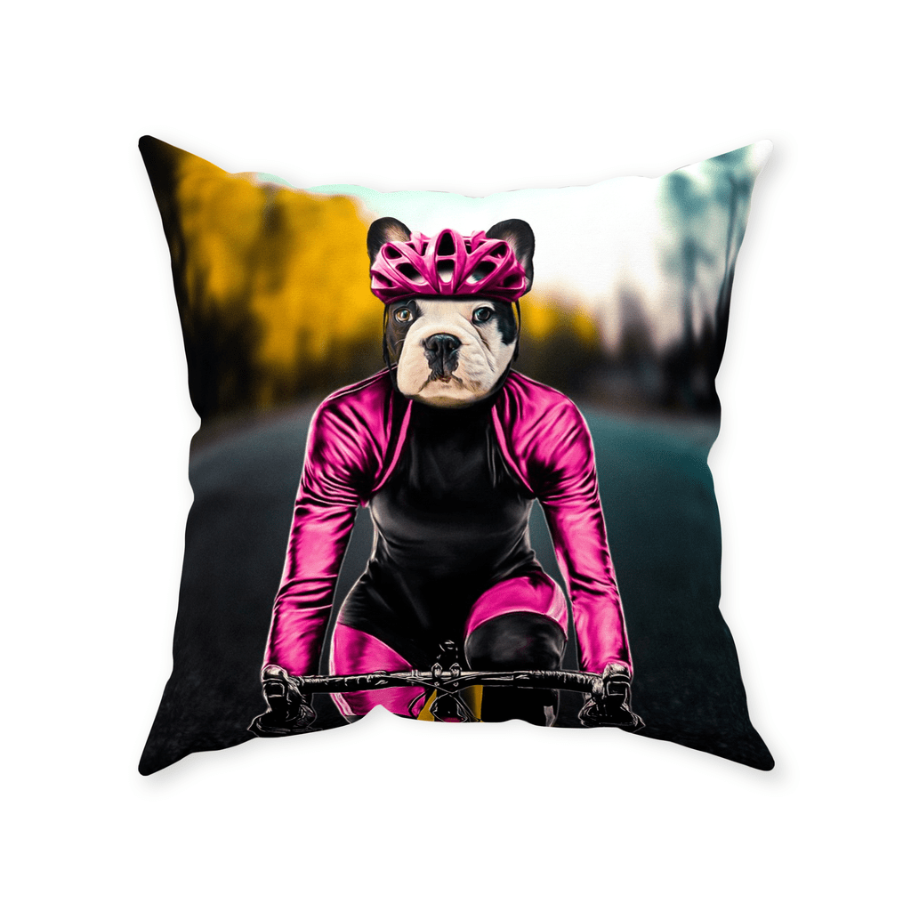 &#39;The Female Cyclist&#39; Personalized Pet Throw Pillow