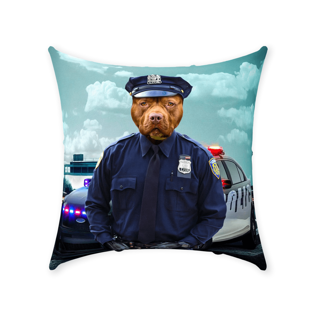 &#39;The Police Officer&#39; Personalized Pet Throw Pillow
