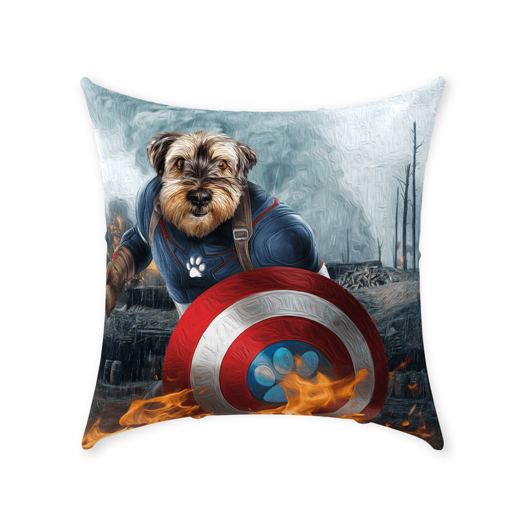 &#39;Captain Doggmerica&#39; Personalized Pet Throw Pillow
