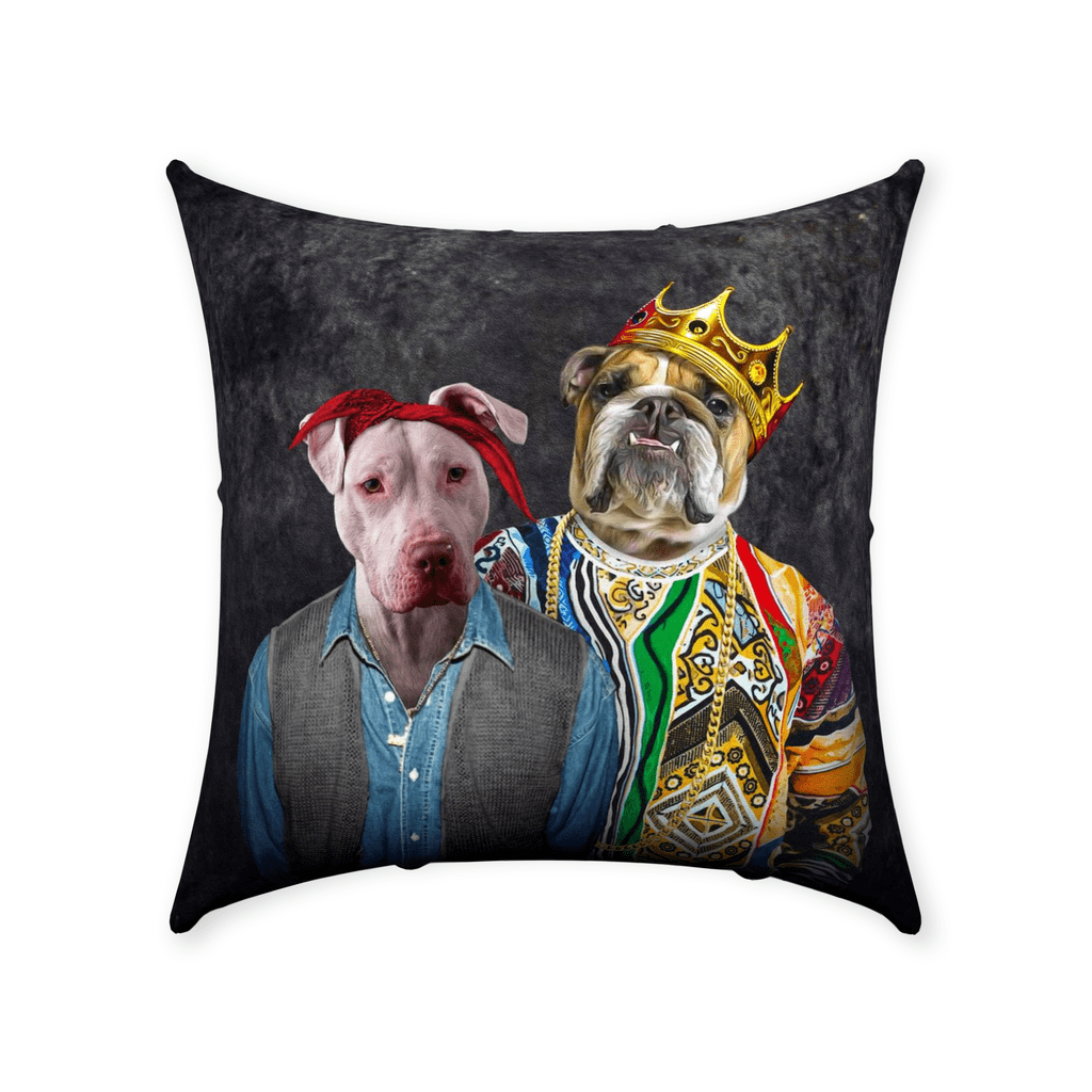'2Paw And Notorious D.O.G.' Personalized 2 Pet Throw Pillow